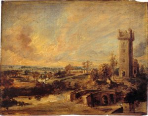 Landscape with Tower by Oil Painting Reproduction