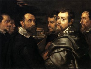 Self-Portrait in a Circle of Friends from Mantua by Oil Painting Reproduction