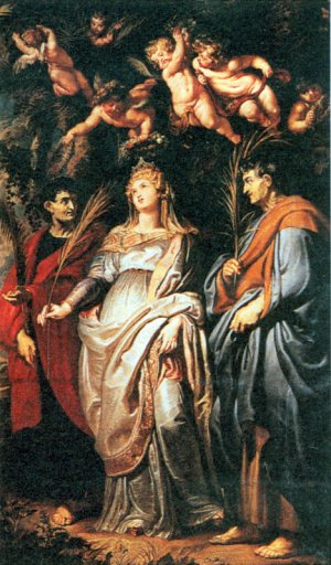 St Domitilla with St Nereus and St Achilleus by Oil Painting Reproduction